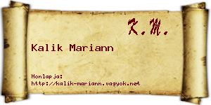 Kalik Mariann névjegykártya